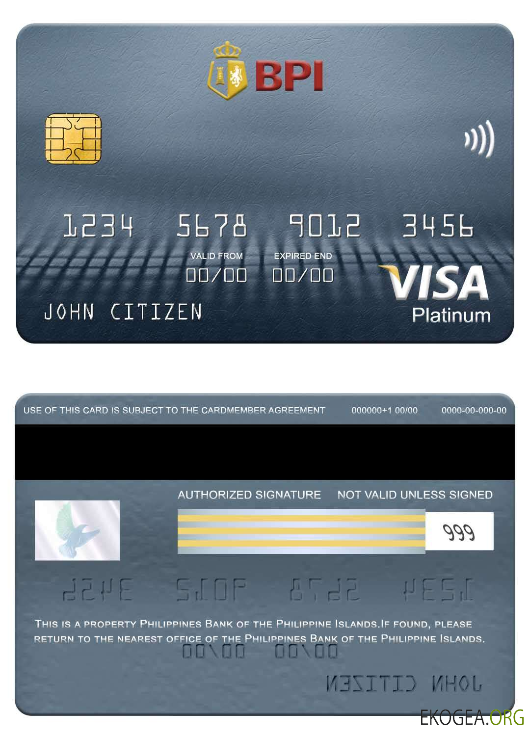 Carte visa platine de la Banque des îles Philippines des Philippines